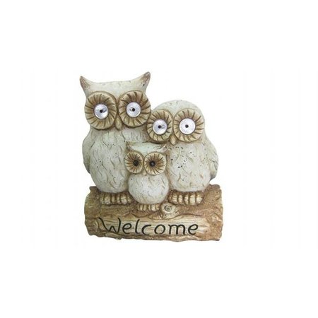 ALPINE CORP Alpine Corp QWR476SLR 16 in. Solar Owl Family Welcome Statue QWR476SLR